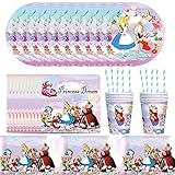 【Materiali di Alta Qualità】:Il set di Alice in Wunderland party set compleanno è realizzato con materiali di carta resistenti, robusta e durevole e sono molto adatte per dessert, cibi e bevande per feste.