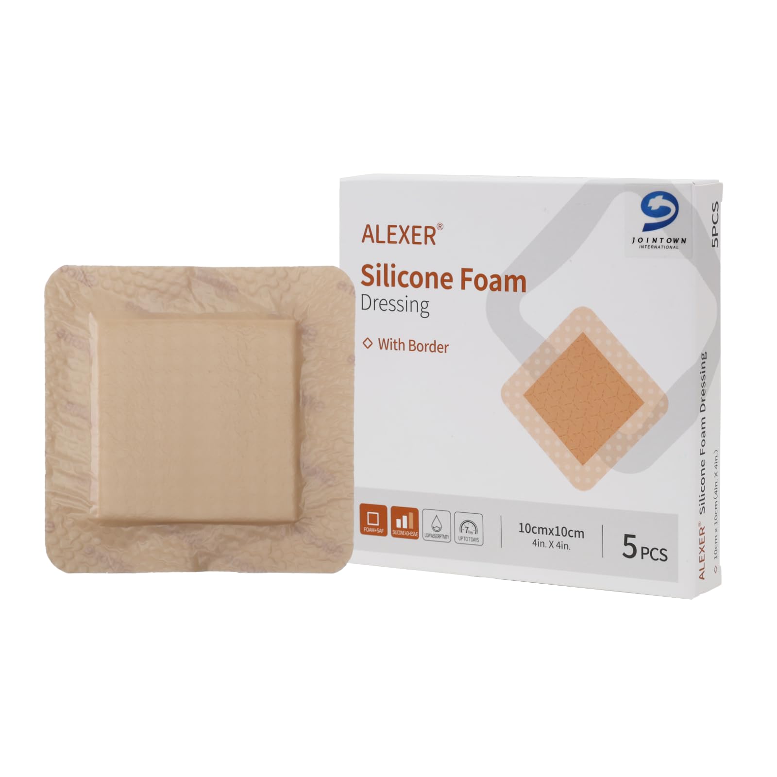 Jointown Foam Wound Dressing Bandages Silicone Adhesive Border 6 x 6 inches Waterproof Sacral Pads Absorbent Breathable Bed Sore Pressure Dressing