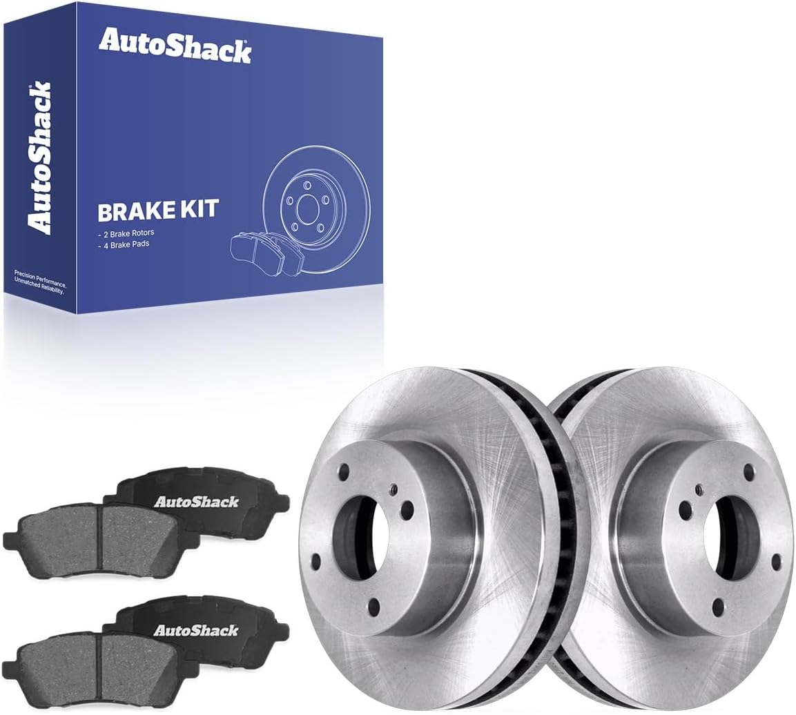 AutoShack Front Vented Brake Rotors + Ceramic Pads 6-PC Brake Kit Replacement for 2011-2019 Ford Fiesta 10.15" (257.9 mm)