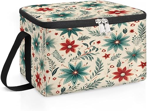 Miniatura 2 de Christmas Poinsettia Modern Insulated Lunch Bag Women Reusable Lunch Tote Square Meal Bag for Adults Men Cooler Lunch Box for Work Travel Picnic Food