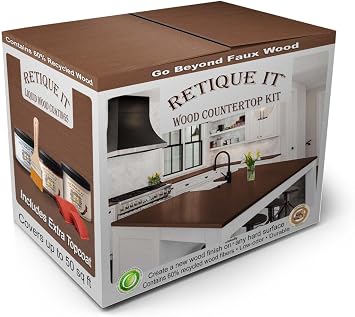 Retique It Liquid Wood Countertop Kit with Wood Gel Stain - Genuine Wood Finished countertops 32 oz Island, 20 Java, 24 oz Island