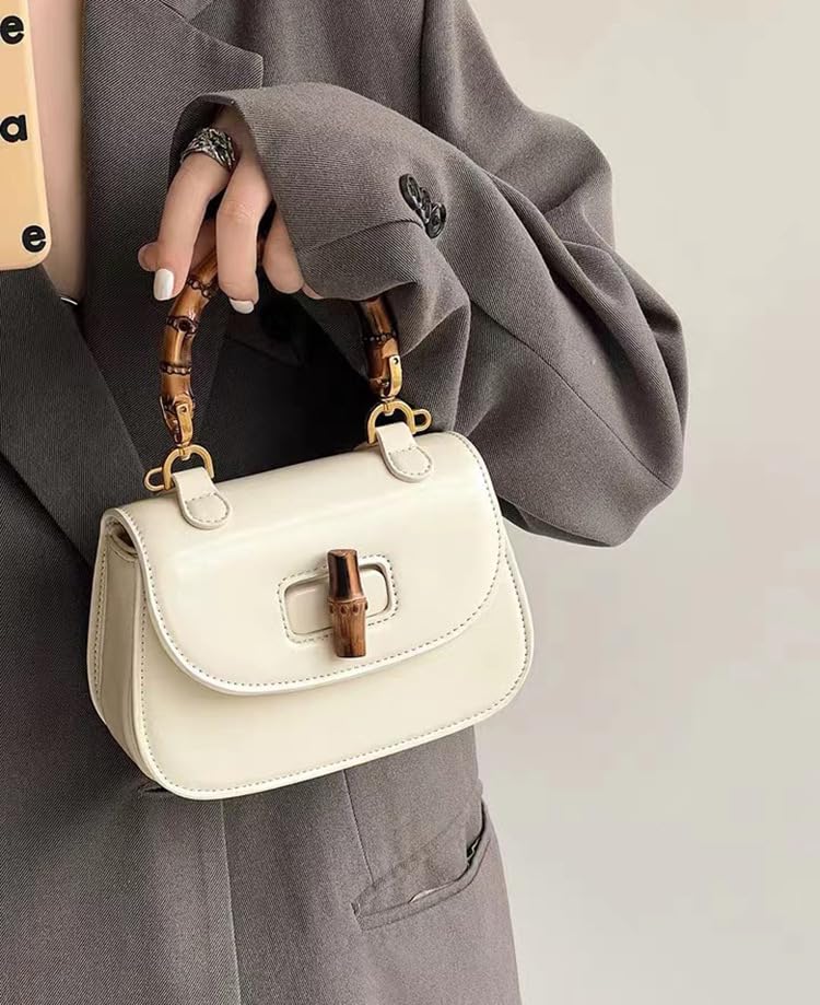 High-end Slub Saddle Handbag Shoulder Bag Crossbody Bag-Creamy-White in Stock Issued2