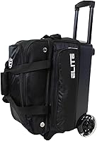 Vista 1 de ELITE Bolsa de bolos Deluxe de 2 bolas con ruedas lisas de 5 pulgadas, bolsillo grande para accesorios, compartimento para zapatos, mango extensible