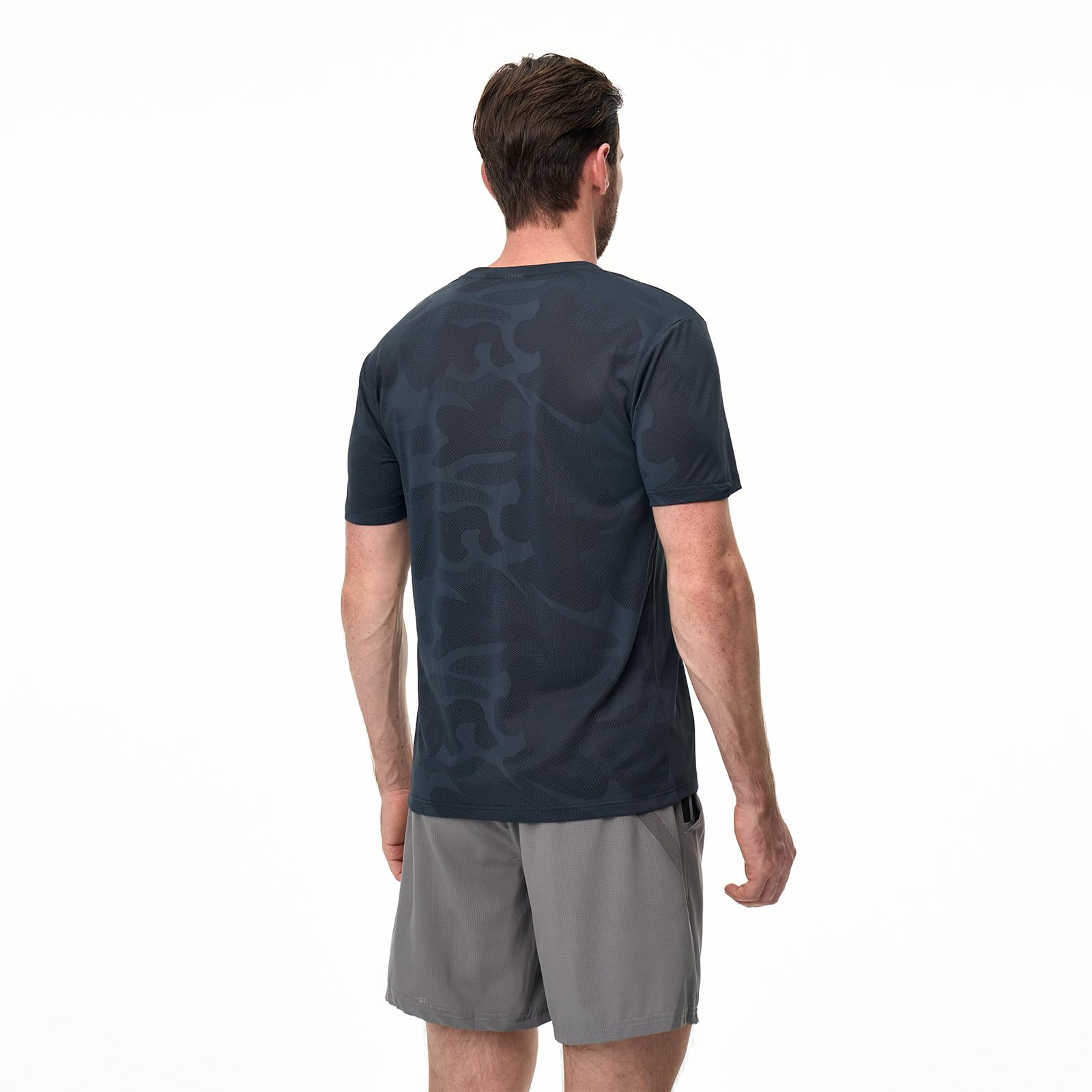 Superora Paquete de 3 camisetas deportivas para hombre, de secado rápido, para correr, entrenamiento, manga corta, malla transpirable con patrón de camuflaje jacquard — view 3