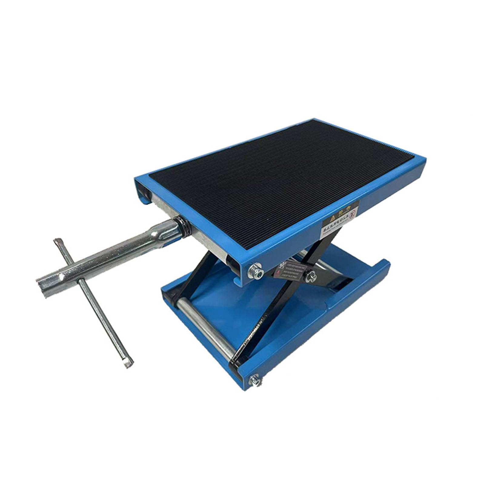 Table élévatrice à ciseaux pour moto - Chariot et manivelle, large plate-forme et plateau à outils pour vélos de route, cruiser et tourisme (bleu) - Robuste, hauteur réglable, Gara tial