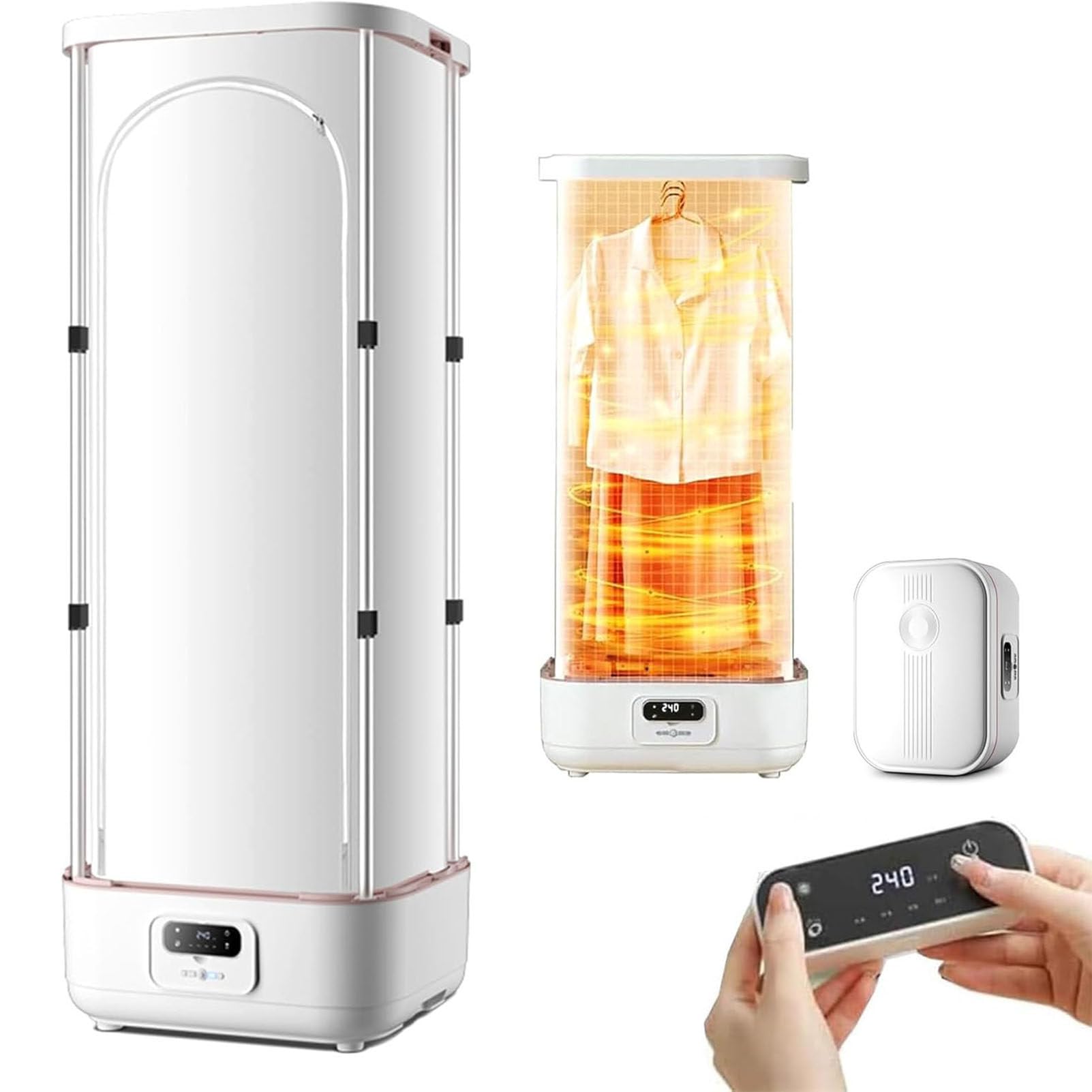 RayGenius Planchadora AutomáTica De Vapor A PresióN, Vaporera Y Secadora Plegable, Esteriliza Y Seca La Ropa, PortáTil, Carcasa, Blanco,Basic