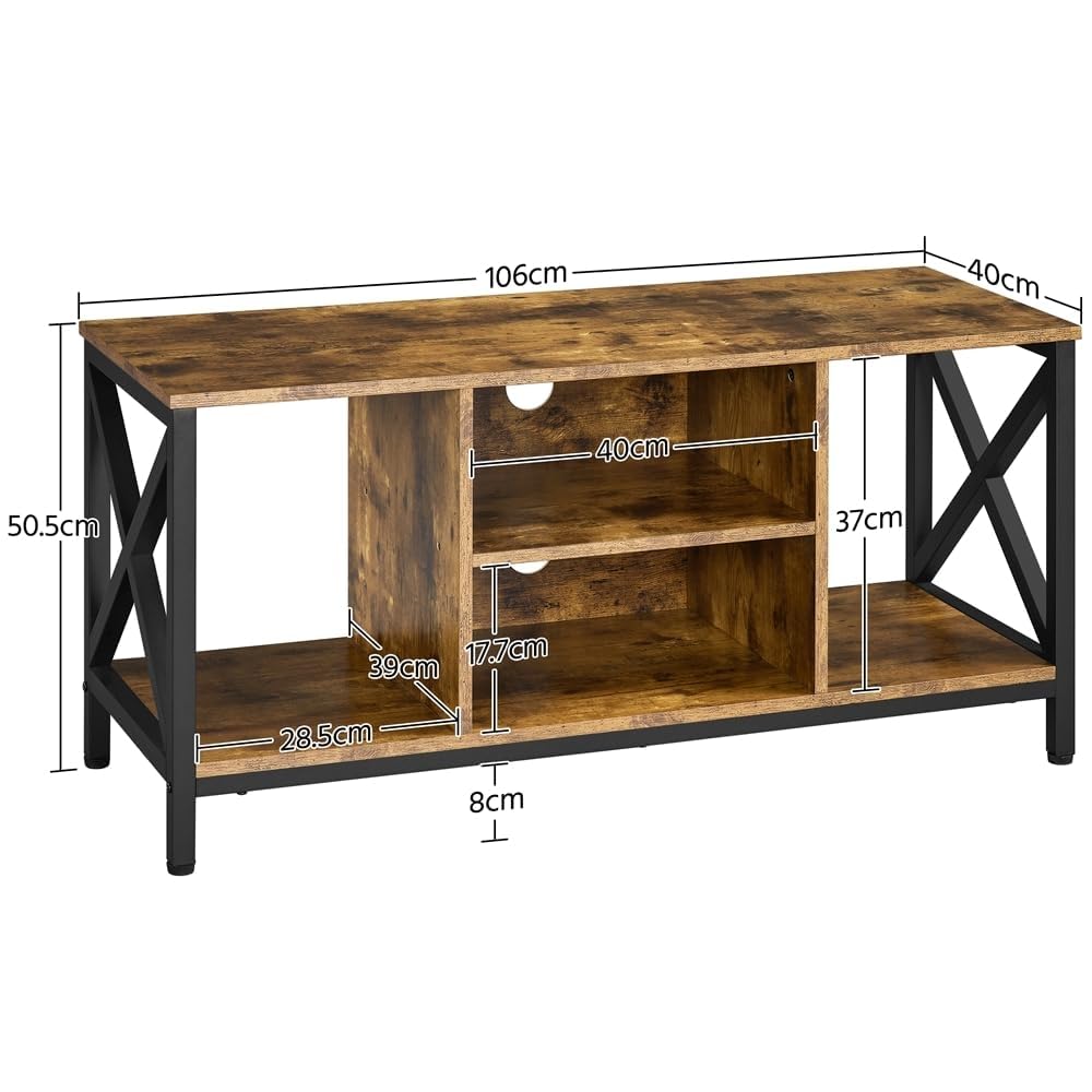 Yaheetech Mobile per TV Tavolino Basso Supporto TV 45 Pollici in Legno e Metallo con Scomparti Aperti Tavolo da Soggiorno Industriale 106 cm × 40 cm × 50,5 cm