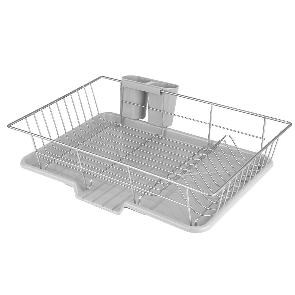 Wakects Sèche-Vaisselle en Acier Inoxydable avec Bac de Récupération Amovible, Adapté pour Contenir La Vaisselle, Les Tasses, Les Cuillères et Autres Ustensiles de Cuisine