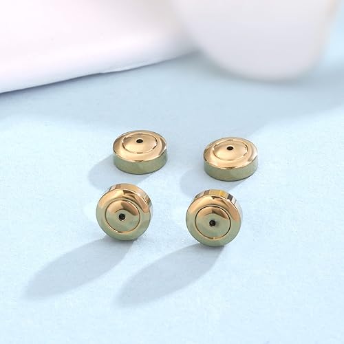 Miniatura 2 de Parte trasera de aretes de oro, parte trasera de aretes grandes  4 piezas de repuesto de aretes perforados de oro de 18 quilates para orejas caídas,
