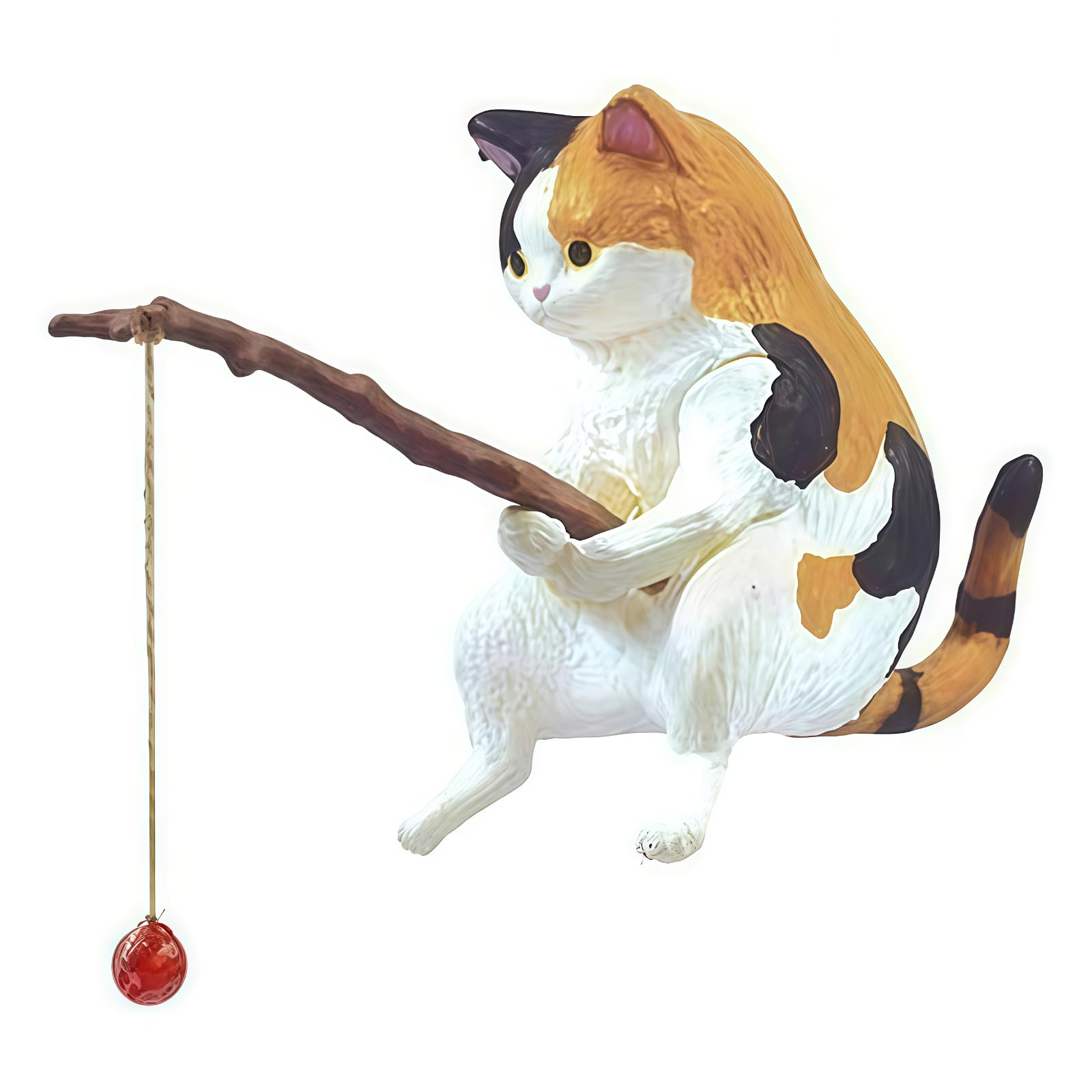 Pchnfei Yellow Fish Landscaping Fishing Cat Ornaments Mini Resin Figurine Cartoon Cat Statue For Home Office Fishing Aquarium Decor Cat Figurine Aquarium Decoration