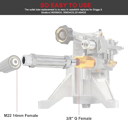 Miniatura 6 de Piezas para lavadora a presión, repuesto de tubo de salida 201497GS 190589GS 190634GS para piezas de lavadora eléctrica Craftsman, compatible con