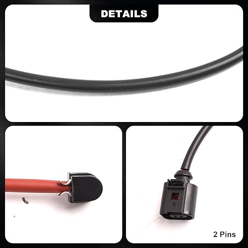 Miniatura 5 de Bapmic 95561236500 Sensor de desgaste de pastillas de freno delantero + 95561236530 compatible con Porsche Q7 Cayenne Touareg