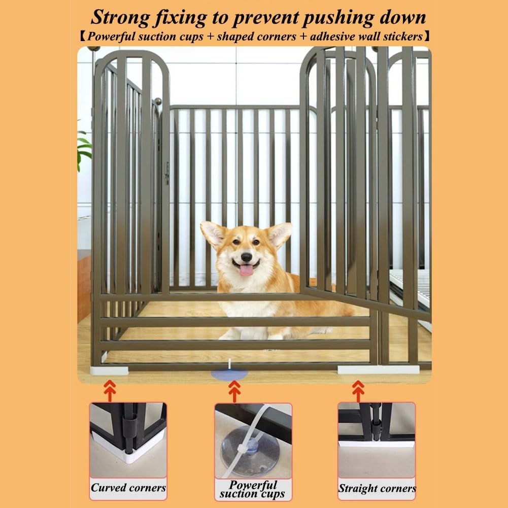 Outdoor Dog Playpen with Doors - Anti-Climbing Pet Exercise Pen for Large/Medium/Small Dogs - Ideal for Camping and Yard Use - Durable Black Design