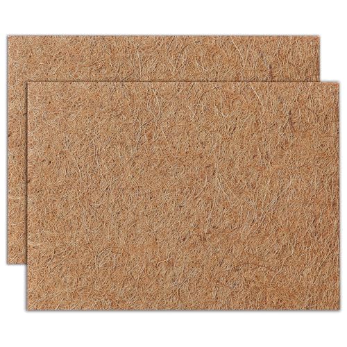 MAXPACE Natural Coconut Coir Liner Sheets - 14x11inch 2 Pcs Coco Fiber for Plant, Planter, Window Basket, Garden Decoration, and Pet Reptile Carpet or Mat