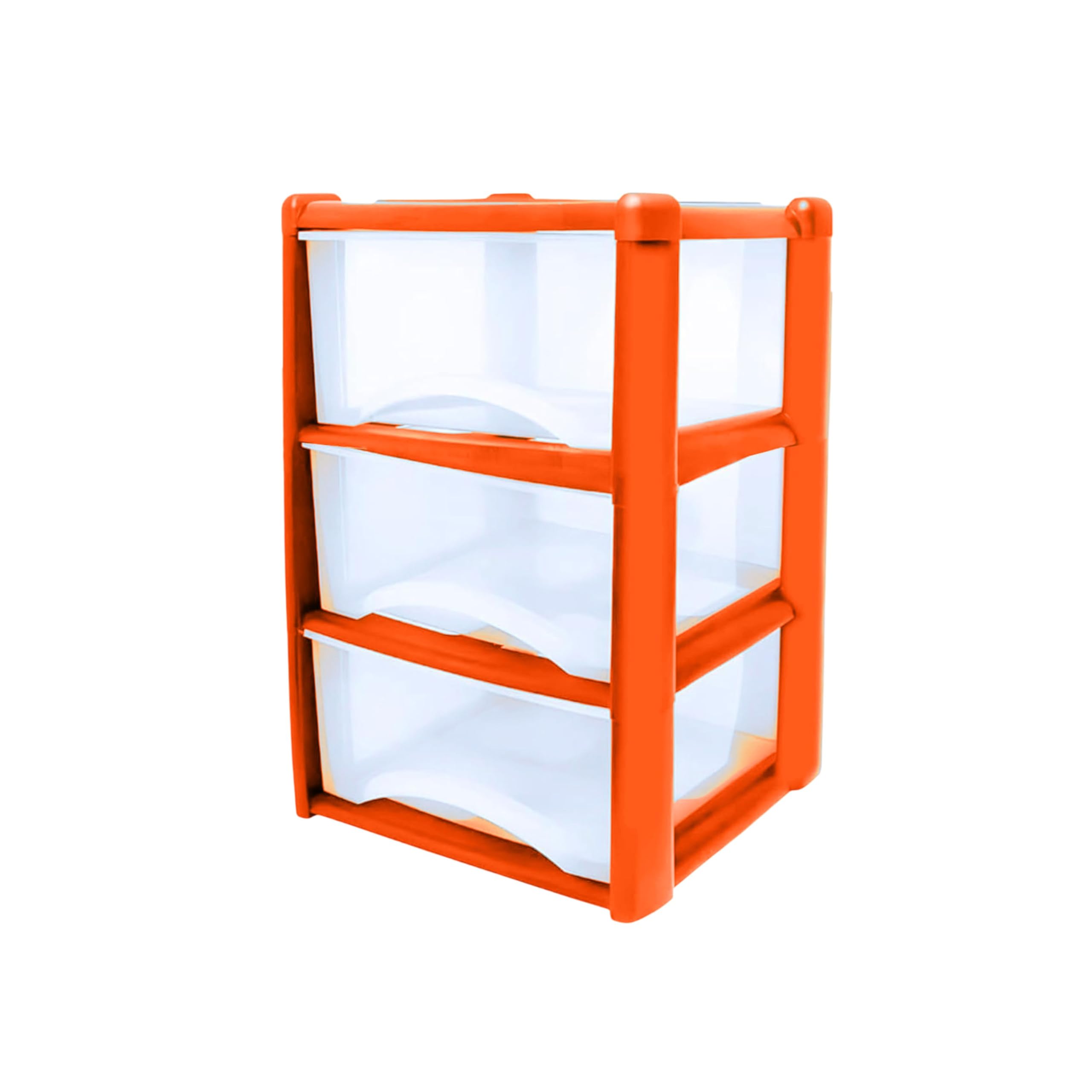 Neat. 3 Plastic Storage Drawers Unit with See-Through Drawers, Compact Vertical Design โ Durable Plastic, Ideal for Organizing Office Crafts, and Household Items, 60cm x L39cm x W39cm -Orange โ image 1