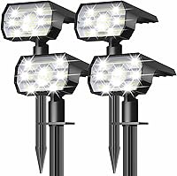 NYMPHY 56 LED Solar Spotlights Outdoor IP68 Waterproof, 3 Modes Cool White Landscape Lights 4 Pack