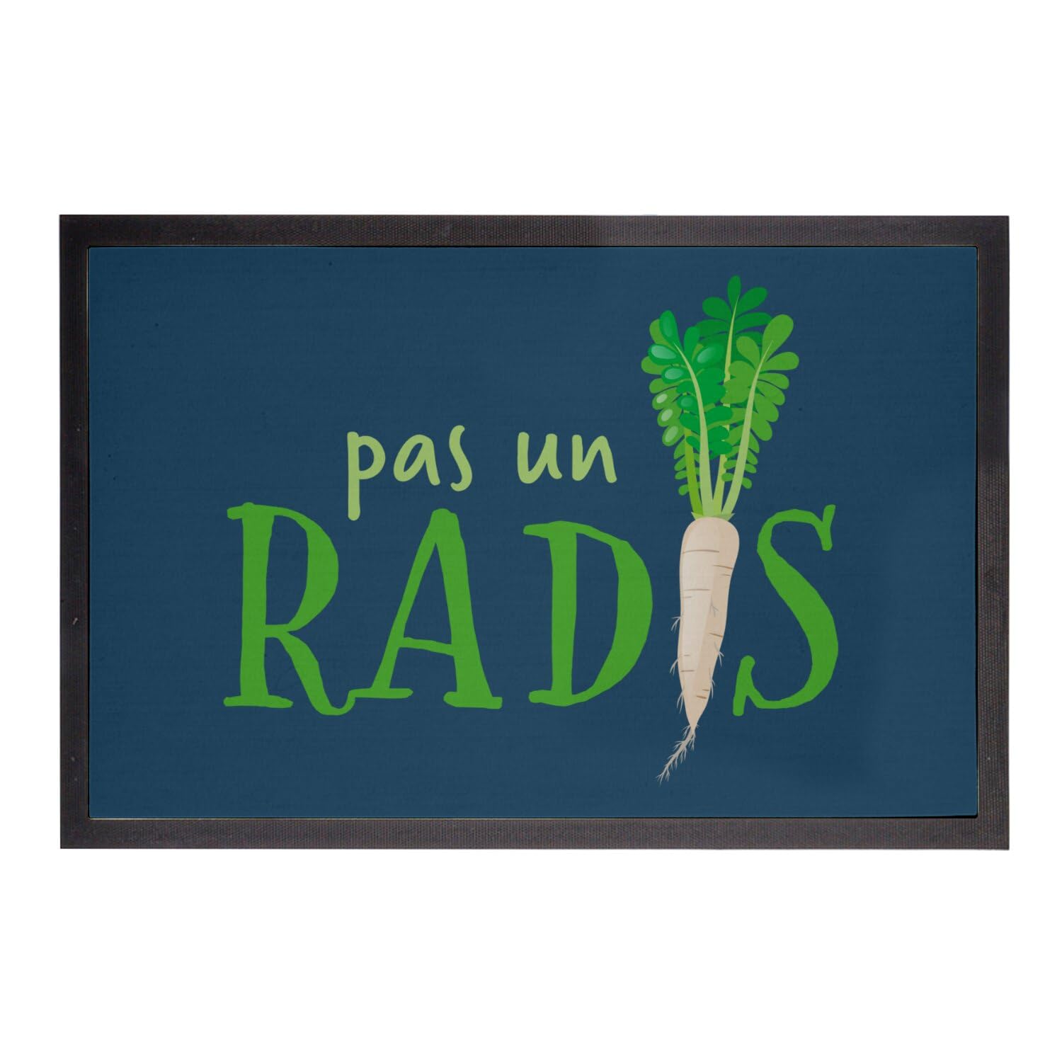 Paillasson bleu humour Pas Un Radis 60x40cm pour entrée maison