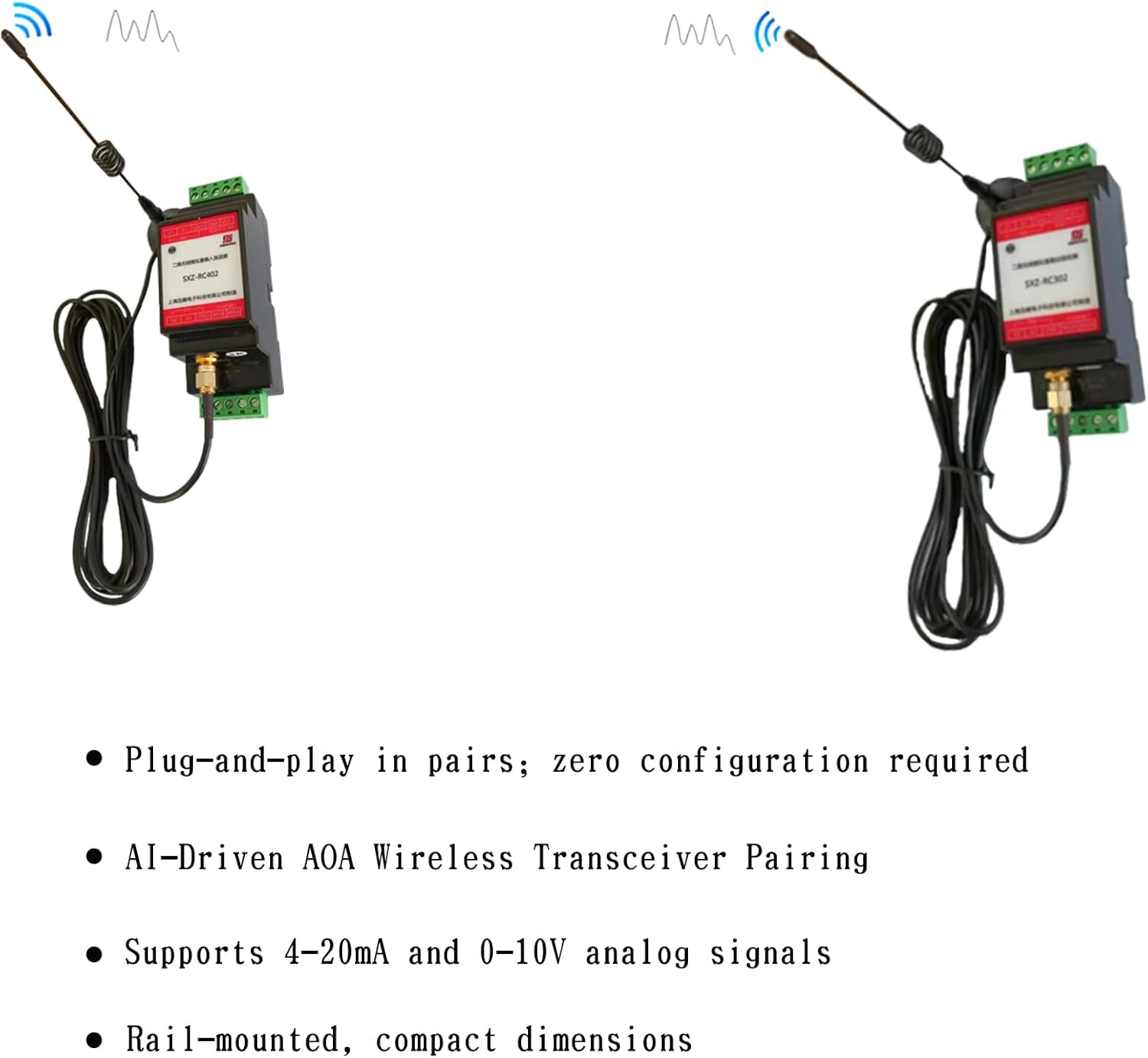 ​2-Channel 4-20mA or 0-10V Analog Transmitter and Receiver Pair Wireless Analog Signal Transceiver Device