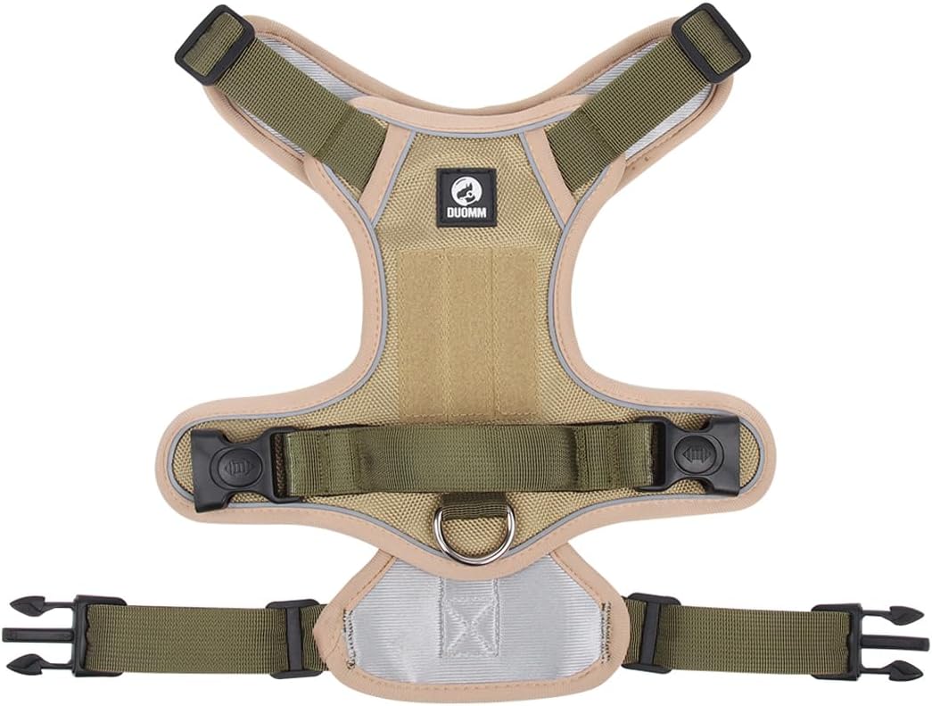 Dog Harness with Handle Tactical,No Pull Adjustable Reflective Military Dogs Vest for Labrador Retriever,Husky, German Shepherd Dog (Khaki, Middle)