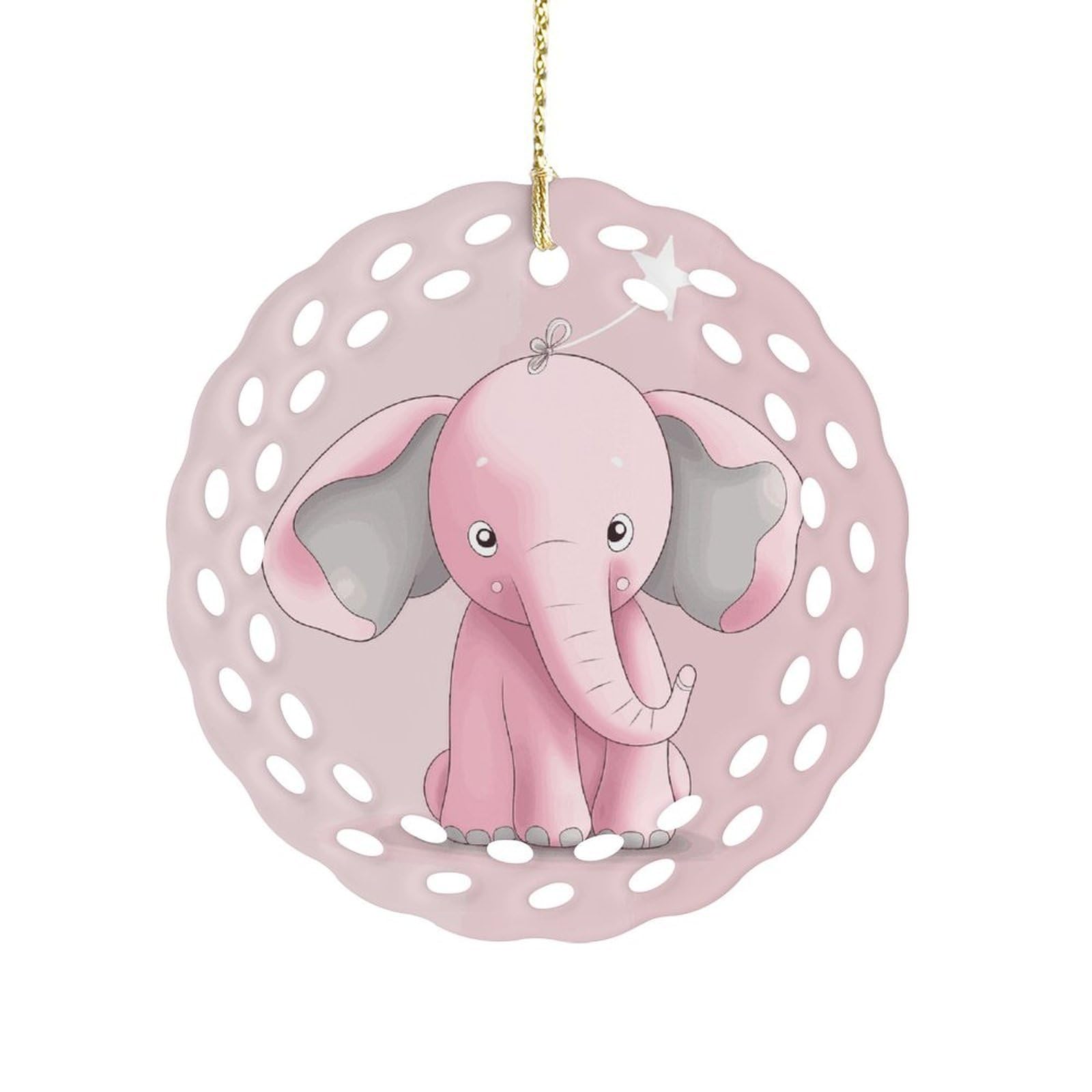 Pink Elephant Christmas Ornament Holiday Hanging Decoration Xmas Tree Keepsake Personalized Xmas Tree Ornament Round Ceramic Ornaments for Keepsake Gifts Ideas Home Decor