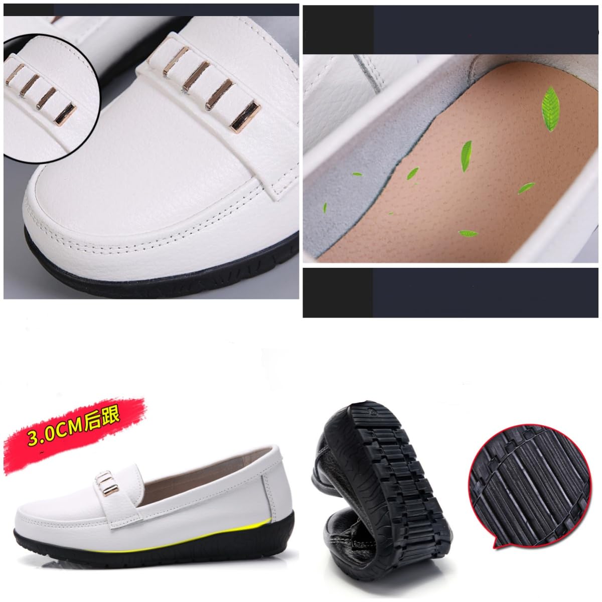 Mocassini classici da donna in pelle comodi penny, mocassini ortopedici in pelle traspirante ampia vestibilità slip-on zeppa scarpe ufficio business walking mocassini
