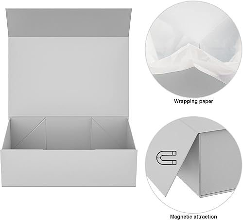 Miniatura 5 de HavrePac Paquete de 6 cajas de regalo grandes de 13.8 x 9 x 4.3 pulgadas, cajas de regalo de lujo con tapas, caja de regalo con cierre magnético
