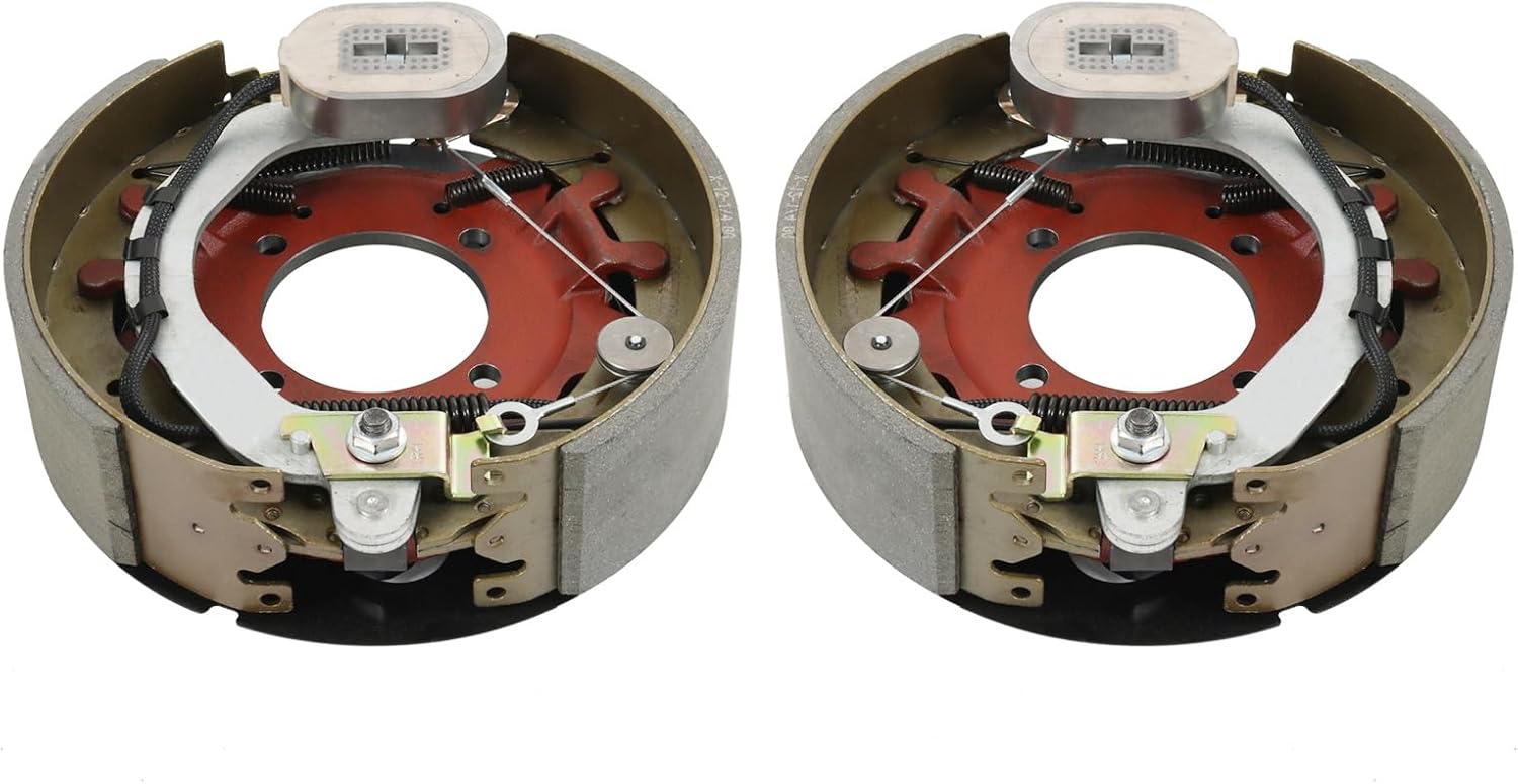 12-1/4" X 3-3/8" (12.25" X 3.375") Electric Trailer Brake Assembly Pair for 8000 LBS (8K) Trailer Axles Left and Right Electric Trailer Brakes