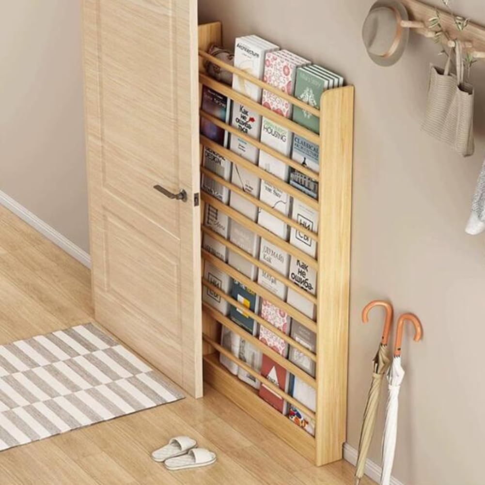 Organizzatore per Libreria in Legno Massiccio Stretto per Camera da Letto, Soggiorno, Ufficio Domestico, Mensola da 10 cm Dietro Porta, Scaffale da Appendere e Ripiano di Stoccaggio