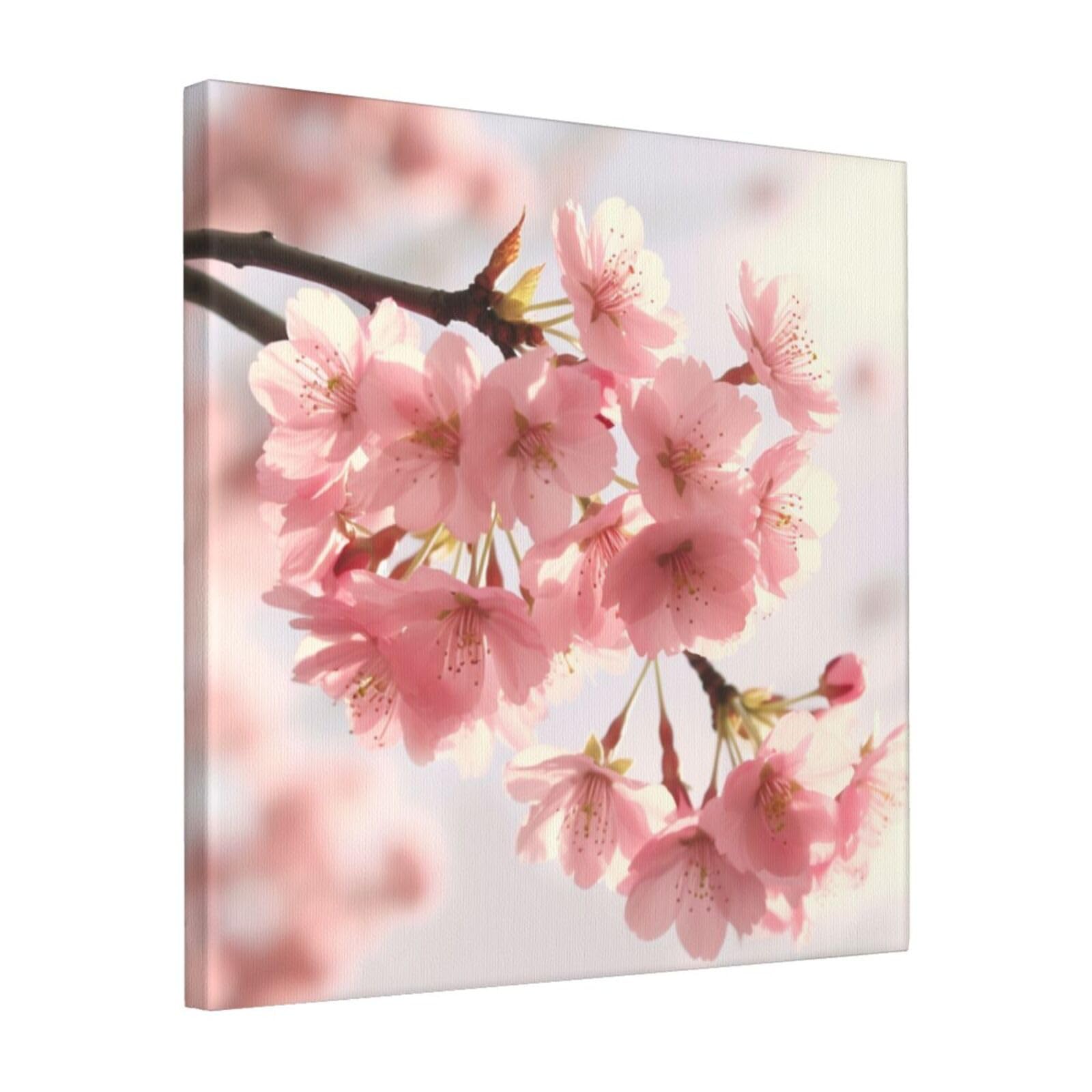KLOPH cherry blossom Canvas Wall Art for Living Room 16"x16" Modern Artwork Painting for Bathroom Hanging Canvas Prints Aesthetic Wallart for Bedroom Kitchen Office Wall Decor