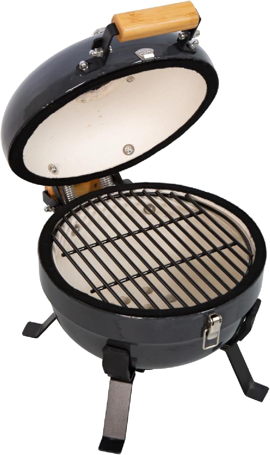 12 Inch Portable Mini/Small Ceramic Charcoal BBQ Grill with Folding Legs for Outdoor Cooking Barbecue Camping BBQ, Gift for Mother’s/Father‘s Day Valentine Christmas-Grey