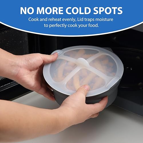 Miniatura 2 de Utensilios de cocina para microondas para cocinar cuencos de mezcla seguros para microondas para verduras de silicona plegable sin BPA 1.2L