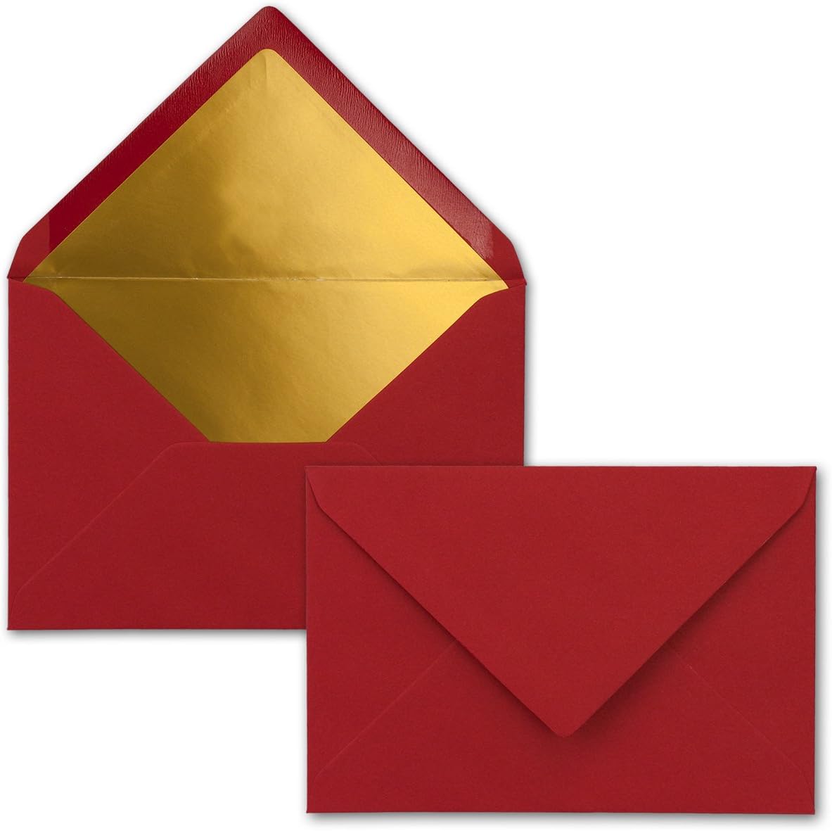 DIN C6 coloured envelopes with metallic lining DIN C6 / 100 Stück rot / Goldfutter, Gold,Metallic,Red