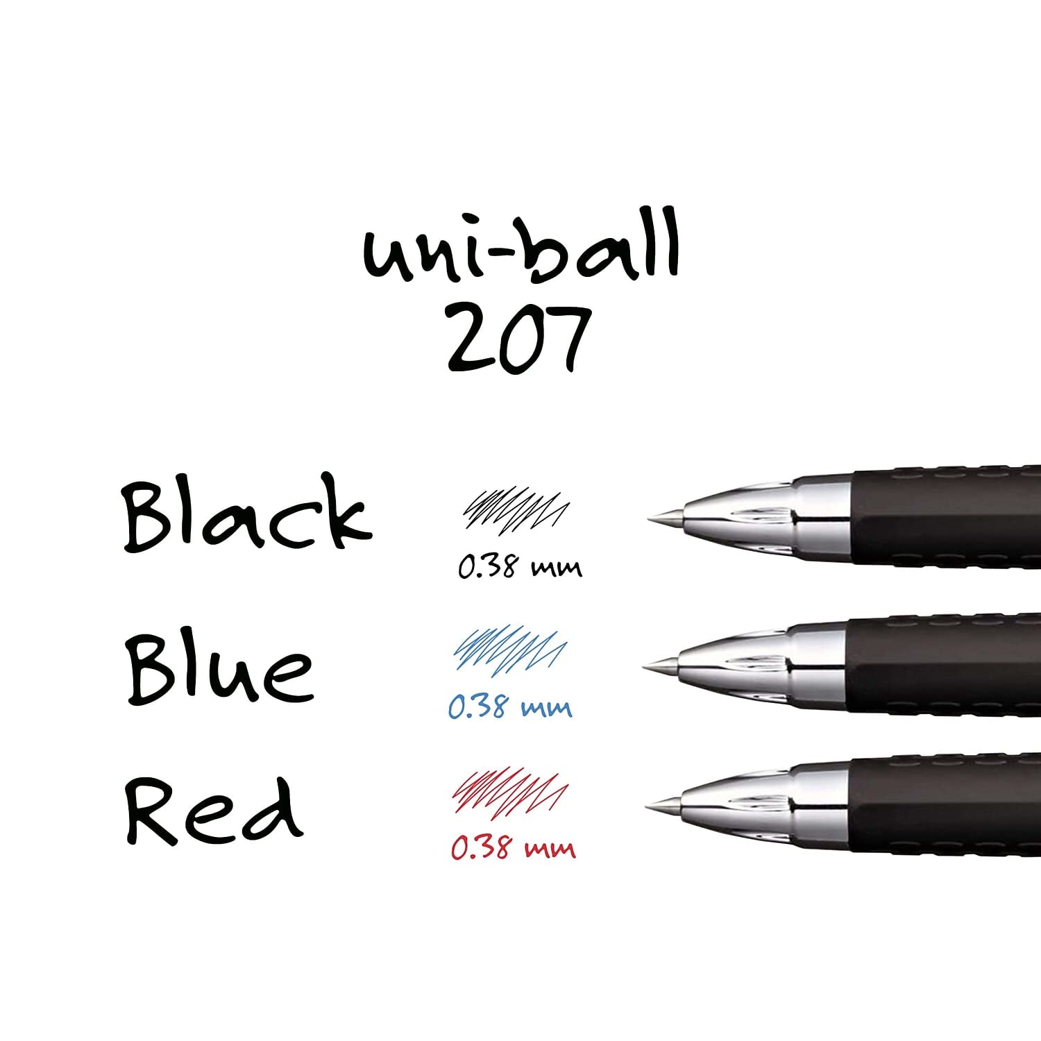 Uni-Ball 207 (TM) Gelstifte, einziehbar, zur Betrugsbekämpfung, Ultra Micro Point, 0,38 mm, durchscheinend schwarze Schädel, schwarze Tinte, 4 Stück