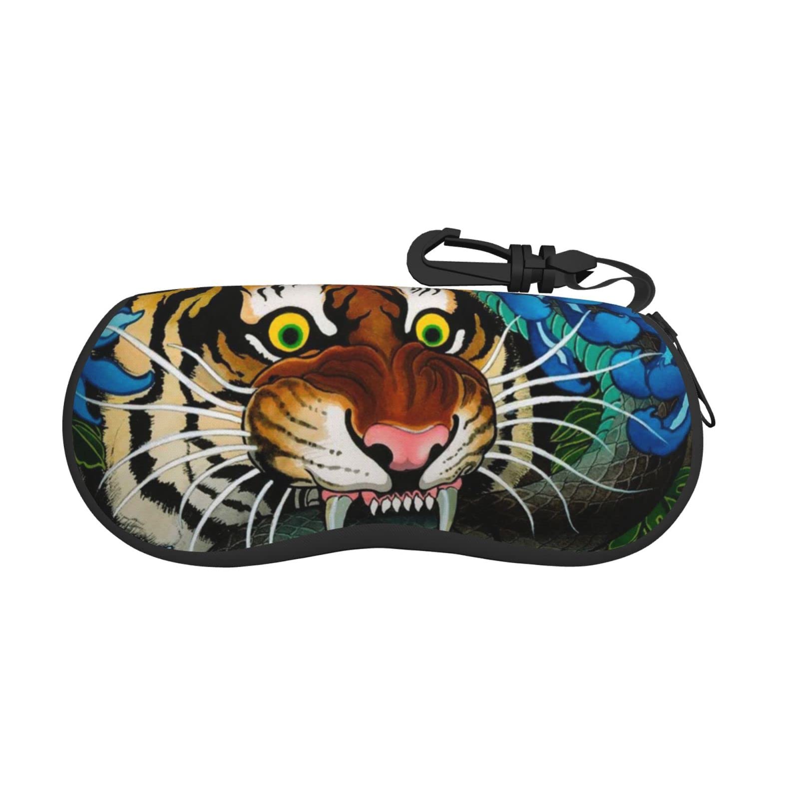 Monikar Unisex Japanese Tiger Snake Waterfall Ultra Light Glasses Case, Porteble Travel Slip In Eyeglasses Bag Sunglasses Pouch Holder With Belt Clip