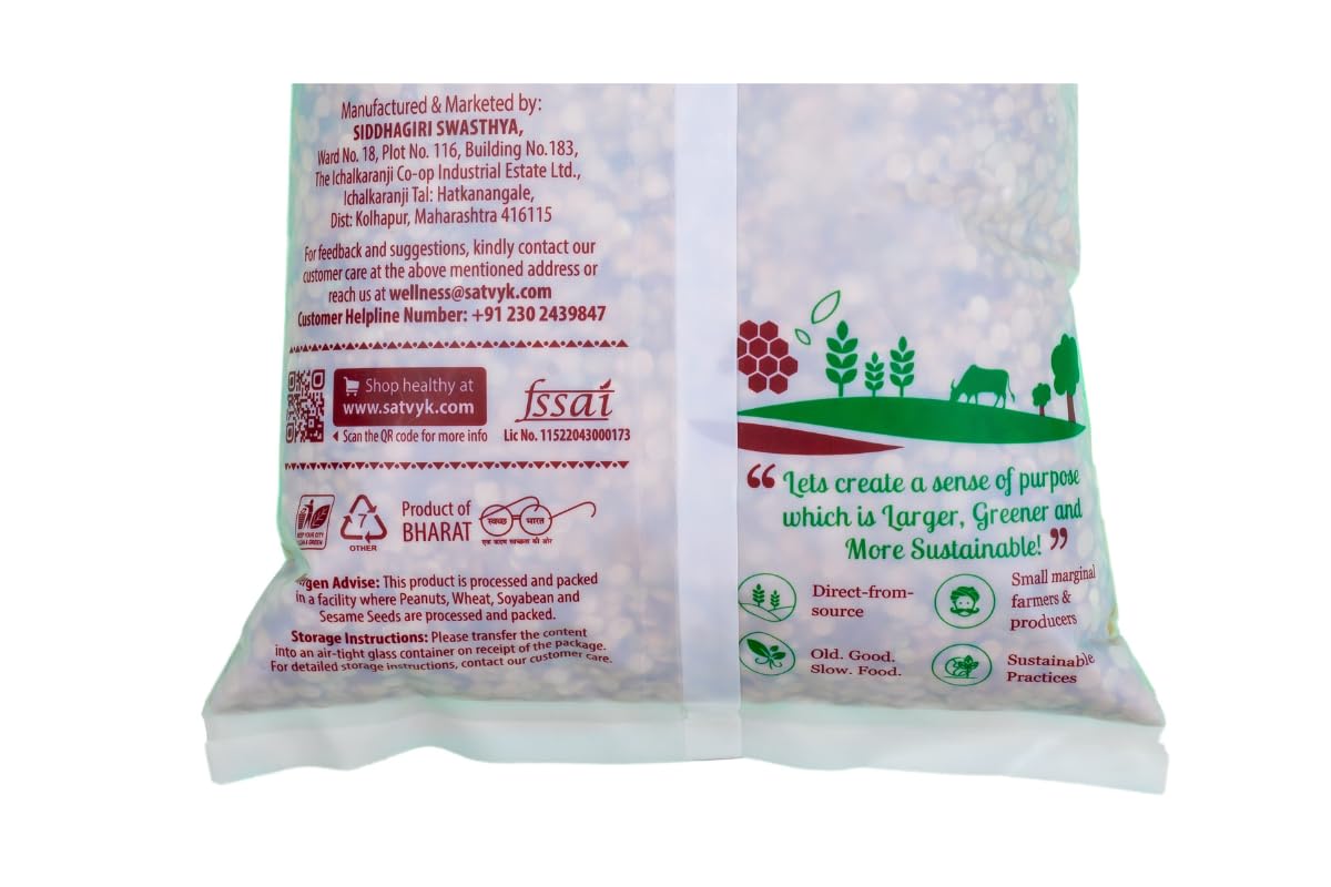 S Siddhagiri's SATVYK THE HEALTH re STORE Toor Dal (1Kg) - Unpolished | Handpounded Arhar Dal | Protein Rich | Split Pigeon Peas - Image 4 thumbnail
