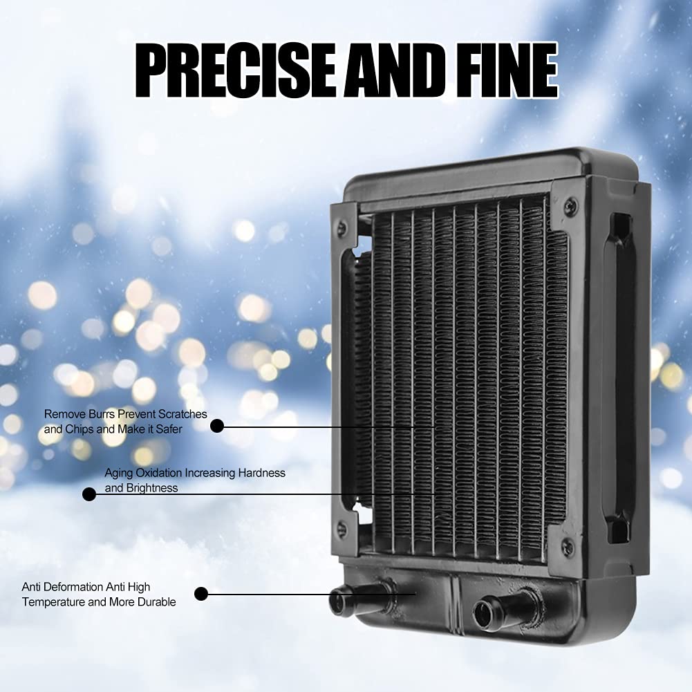 ASHATA Radiatore in Alluminio da 120 mm, Radiatore in Alluminio per Raffreddamento ad Acqua CPU Computer, 10 Tubi Radiatore Dissipatore di Calore da 120 mm per PC Raffreddamento ad Acqua Nero