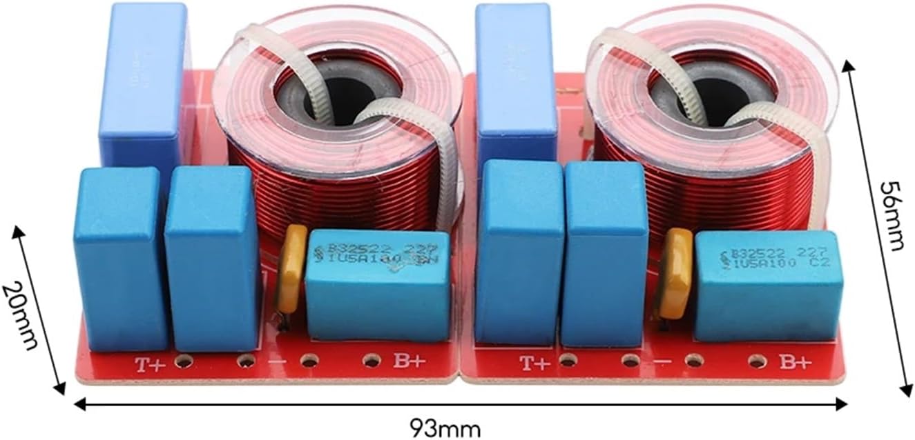 2Pcs 60W 2 Way Audio Speaker Frequency Divider Treble Bass Crossover Filter for Bookshelf Audio Speakers DIY