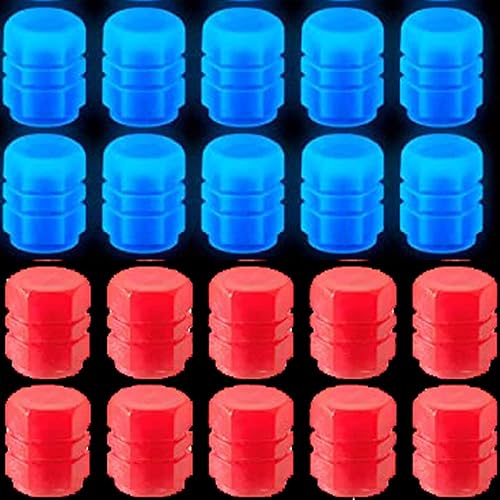 PAGOW 20 tapas de aire para neumáticos luminosos que brillan en la noche, con luces fluorescentes, para automóvil, SUV, motocicletas, camiones,