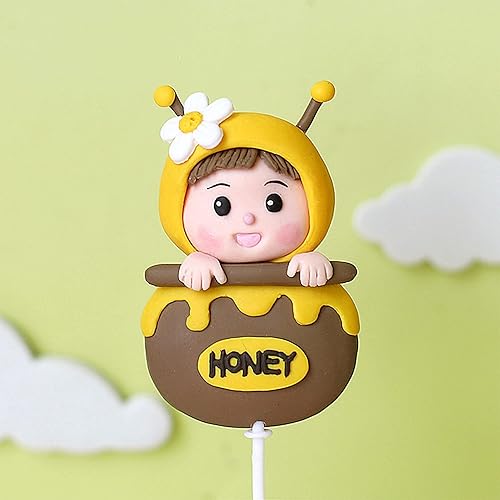 Miniatura 3 de Gyufise 11 piezas de adornos para tartas de abejorros con diseño de flor de panal de abeja Oh Babee, decoración de pasteles de revelación de género