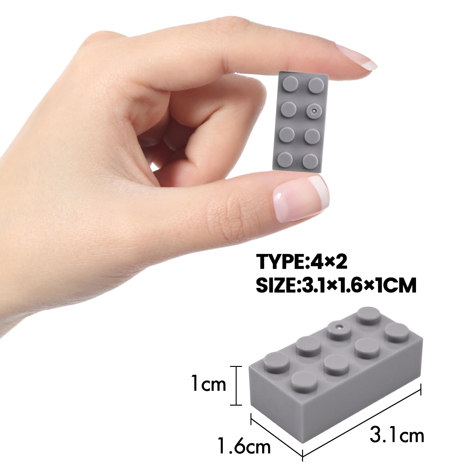 WYSWYG 140 Pcs Classic Grey Bricks, Standard 2x4 Studs Bulk Set - Image 4