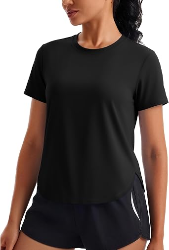 Womens Workout Tops Athletic Running Gym Yoga Short Sleeve Shirts Pilates Outfits for Women Top