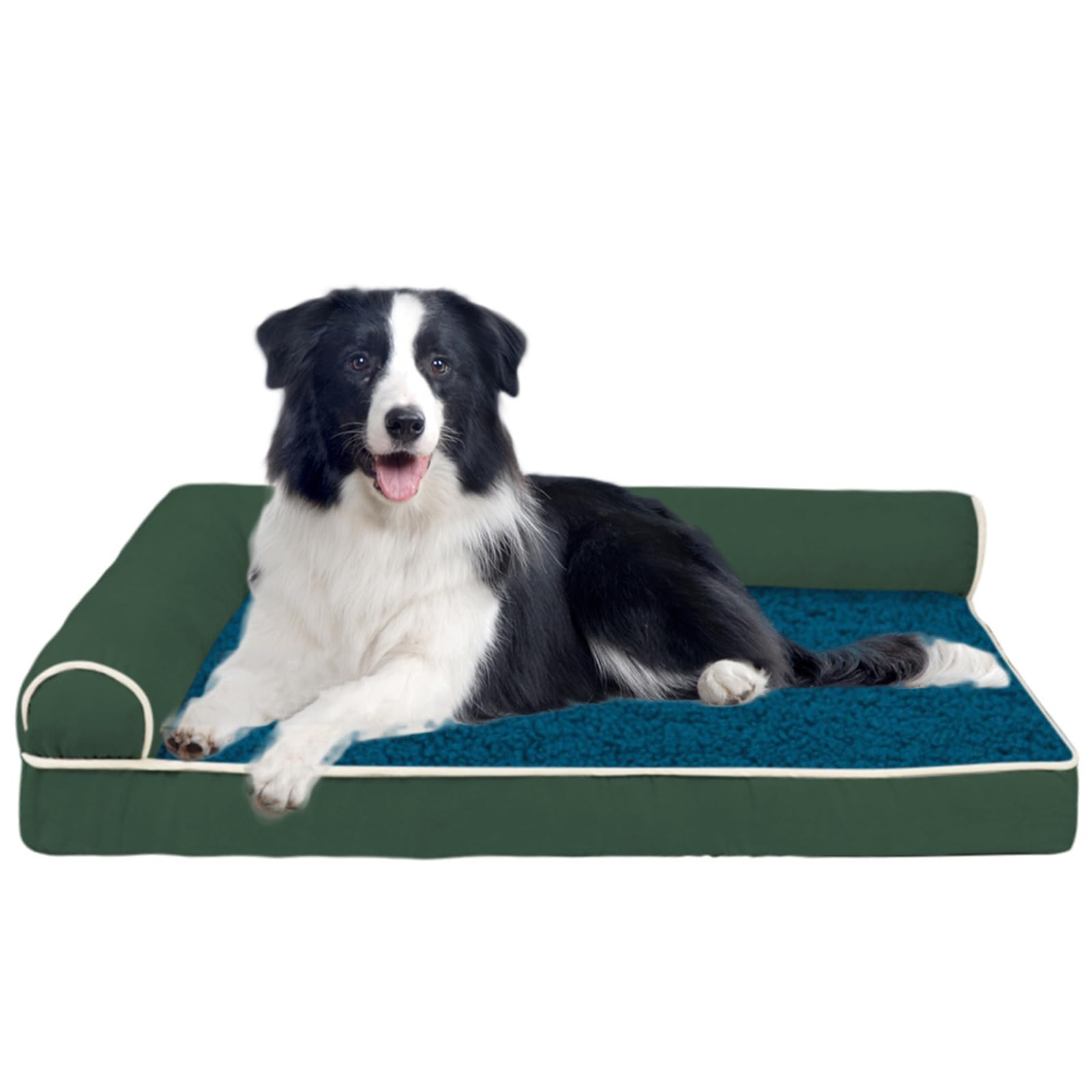 RUYICZB Orthopedic Dog Bed Medium Size Dog, Memory Foam Dog Beds for Crate with L-Shaped Bolster Pet Couch Washable Egg Crate Foam Dog Sofa Bed for Large Dogs Non-Skid Bottom,Green,XXL