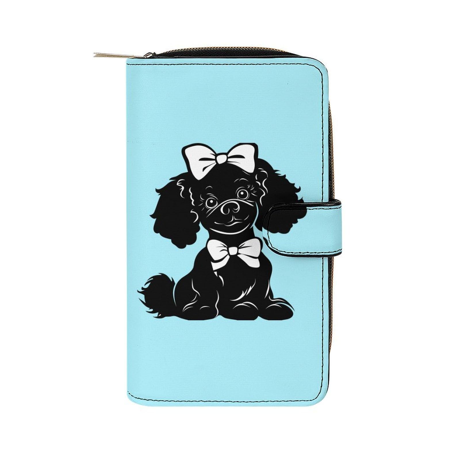 Portefeuille caniche en cuir avec porte-carte d'identité chic - 8