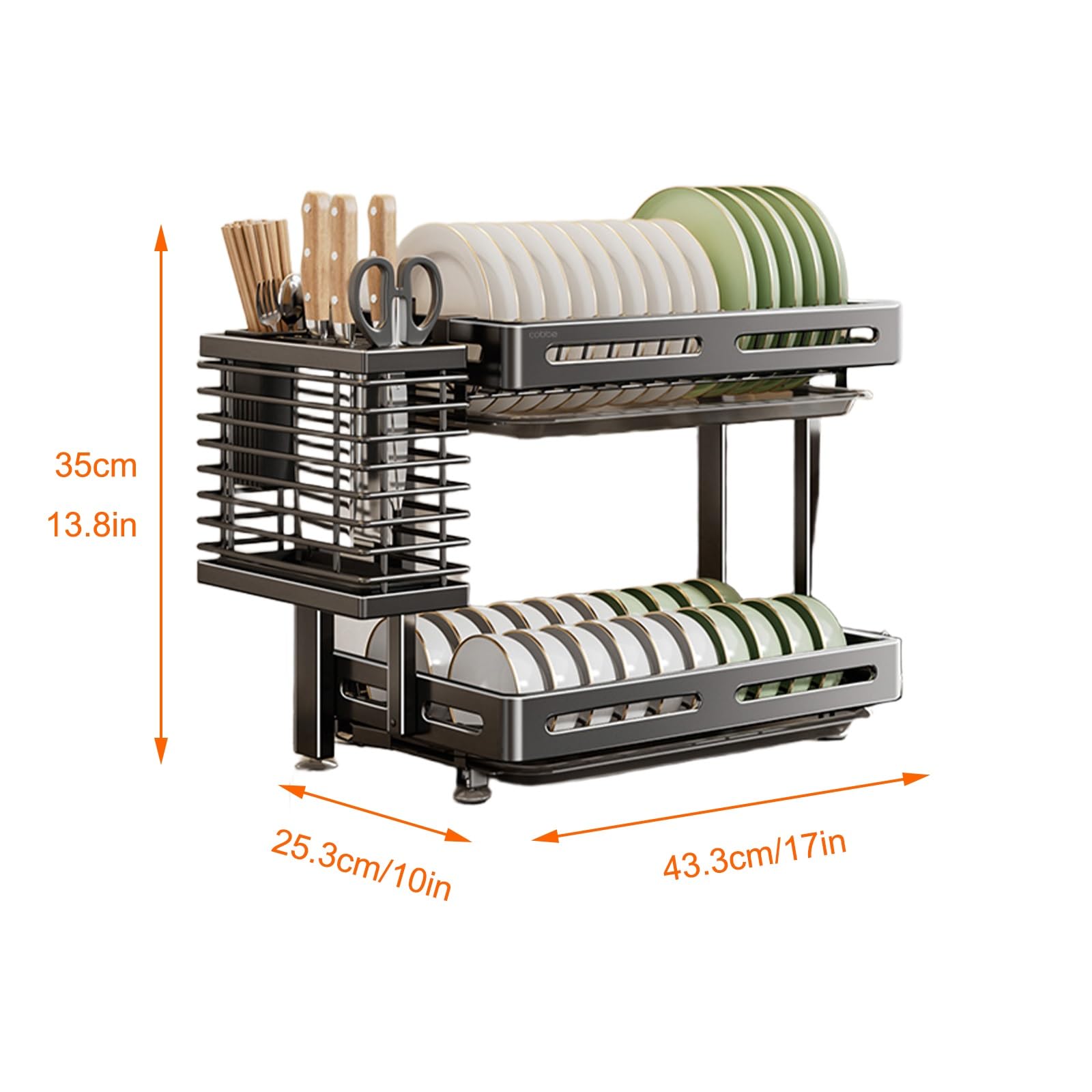 Edelstahl-Abtropfgestell, multifunktionaler Organizer für Teller und Schüsseln, platzsparendes Küchenspüle-Regal, langlebiges und stilvolles Design