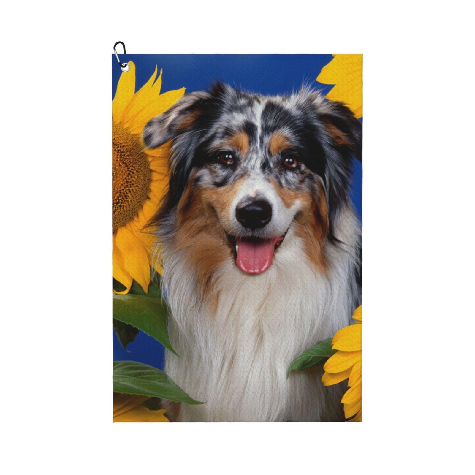 Hnnkloy Australian Shepherd, 16x24 in Portable Waffle Golf Towels with Carabiner Clip for Golf Bag