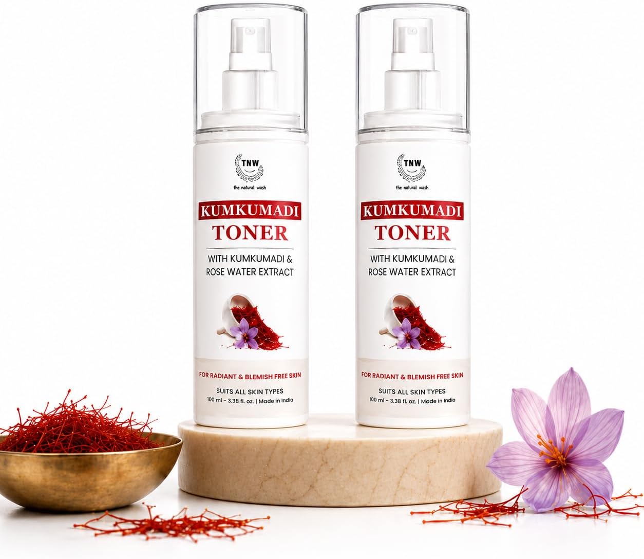TNW-THE NATURAL WASH Kumkumadi Toner for Glowing Skin | With Kumkumadi & Rice Water Extract | Reduces Pigmentation & Controls Excess Oil | Suitable for All Skin Types (Pack of 2)