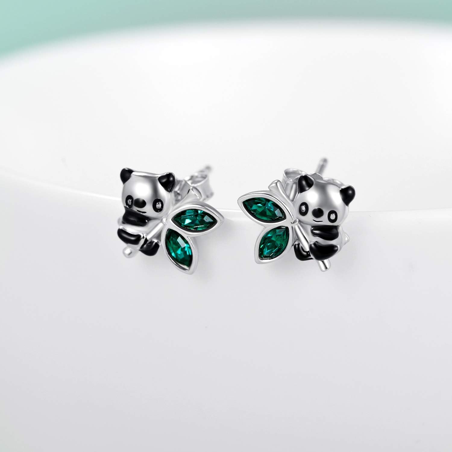 AOBOCO 925 Sterling Silver Panda/Koala/Owl/Turtle/Crab/Giraffe/Sloth Cute Animal Stud Earrings, Embellished with Crystals from Austria - Image 3