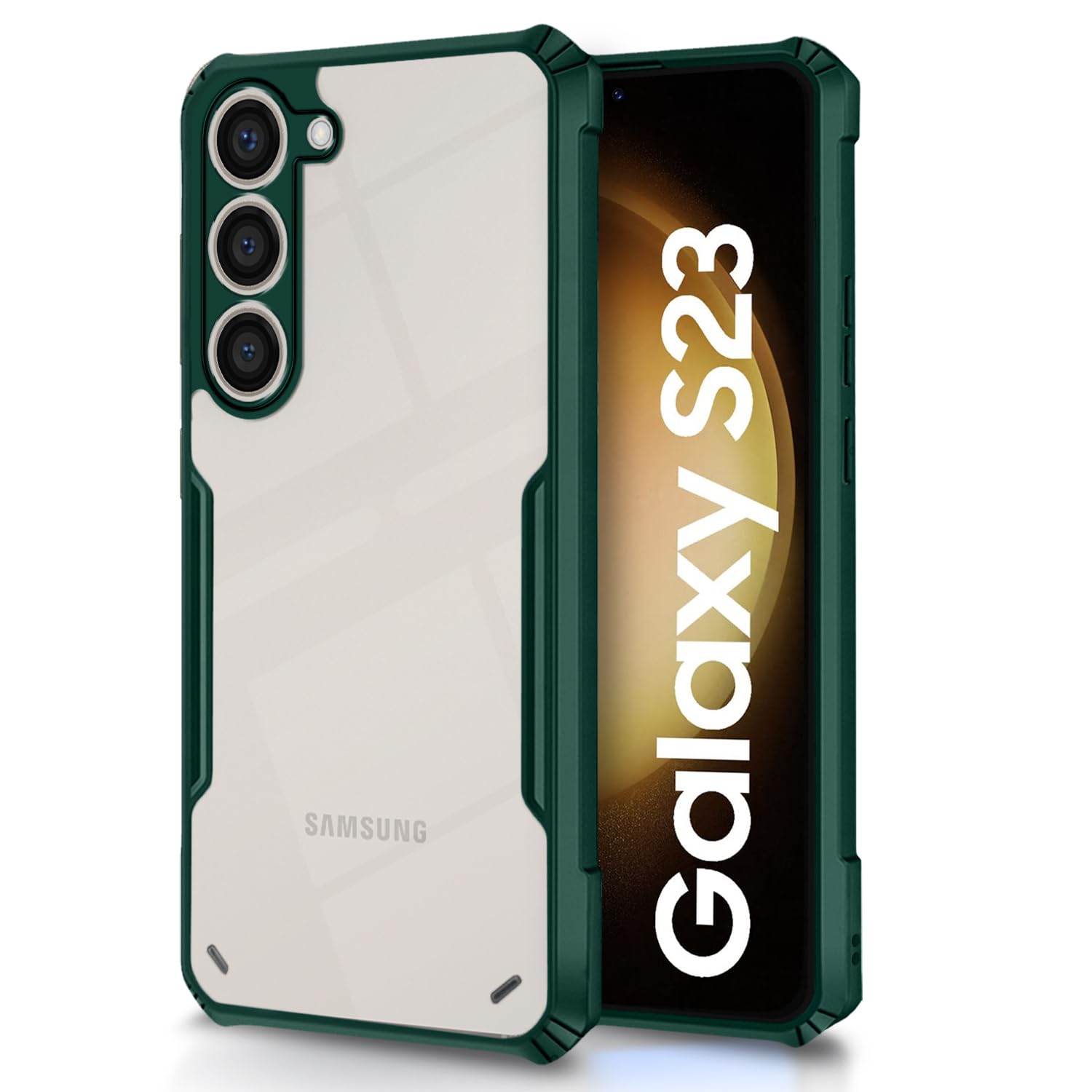 Pikkme Samsung Galaxy S23 5G Back Cover | Crystal Clear Transparent Back | Ultra Hybrid | Full Camera Protection | Raised Edge | Bumper Back Case (Green) (B0CD7FW61G) Amazon Price History, Amazon Price Tracker
