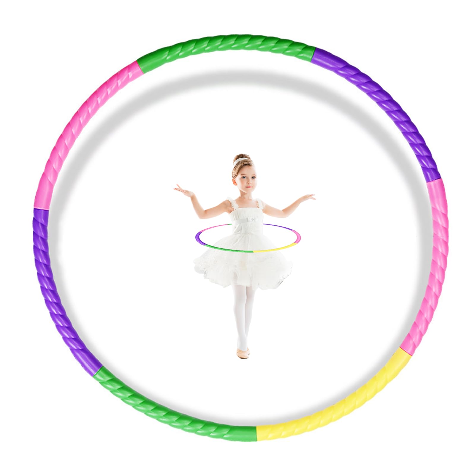 Cerceau Hula UEAVOID Pour Enfants – Plastique Démontable, 60 Cm, 8 Pièces, Ondulé, Facile à Monter, Pour Danse, Fitness, Jeux Collectifs, Dès 3 Ans