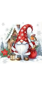 Serviettes Papier Noël Lot De 20 Serviettes De Table En Papier Avec Motif Pour L'hiver Avec Lutin Nain De Noël Et Tomates Convient également Pour Le Découpage Et La Technique Du Découpage